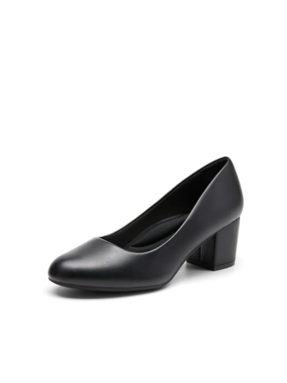 Women's Low Block Heel Pumps Faux Leather Round Toe